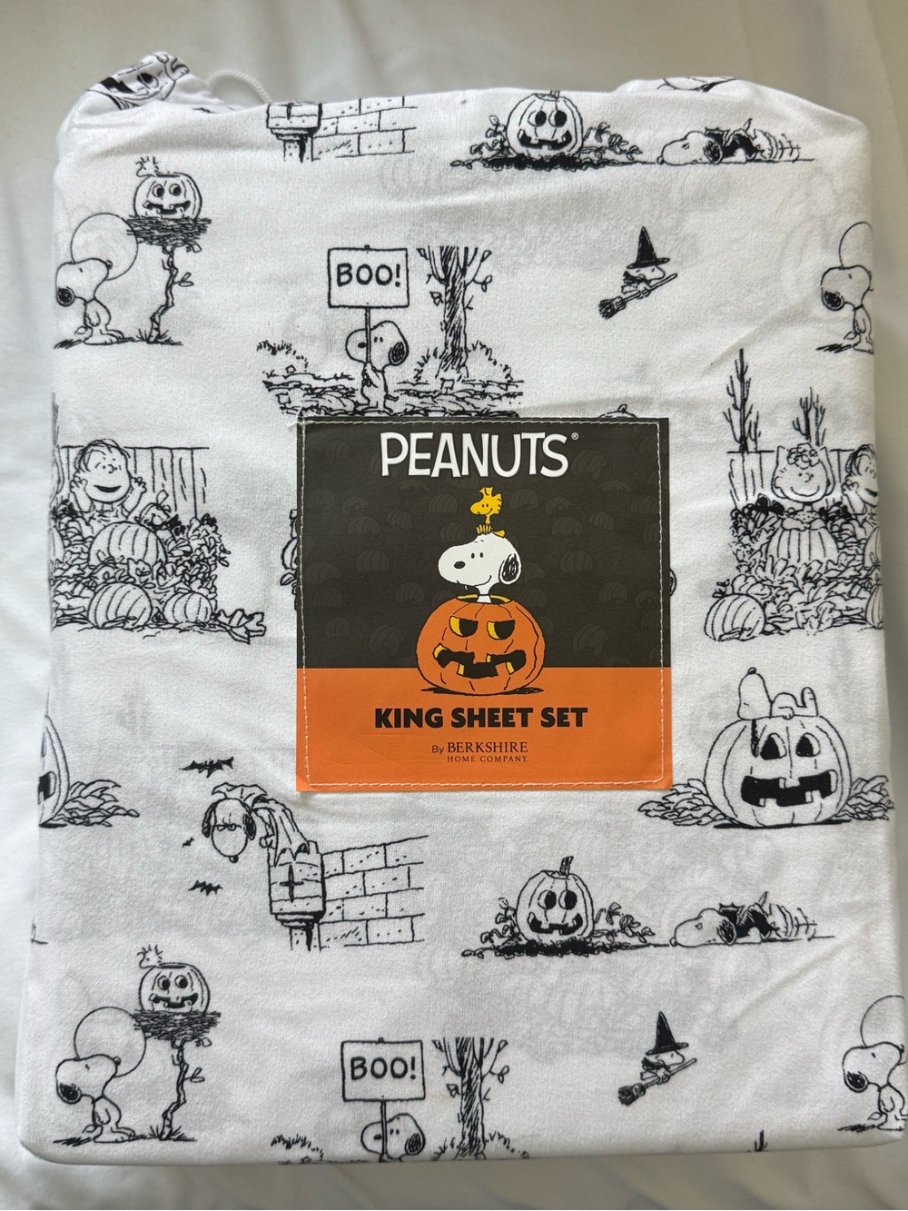 Peanuts Snoopy Halloween Spooky Pumpkin Patch Sheet Set - King